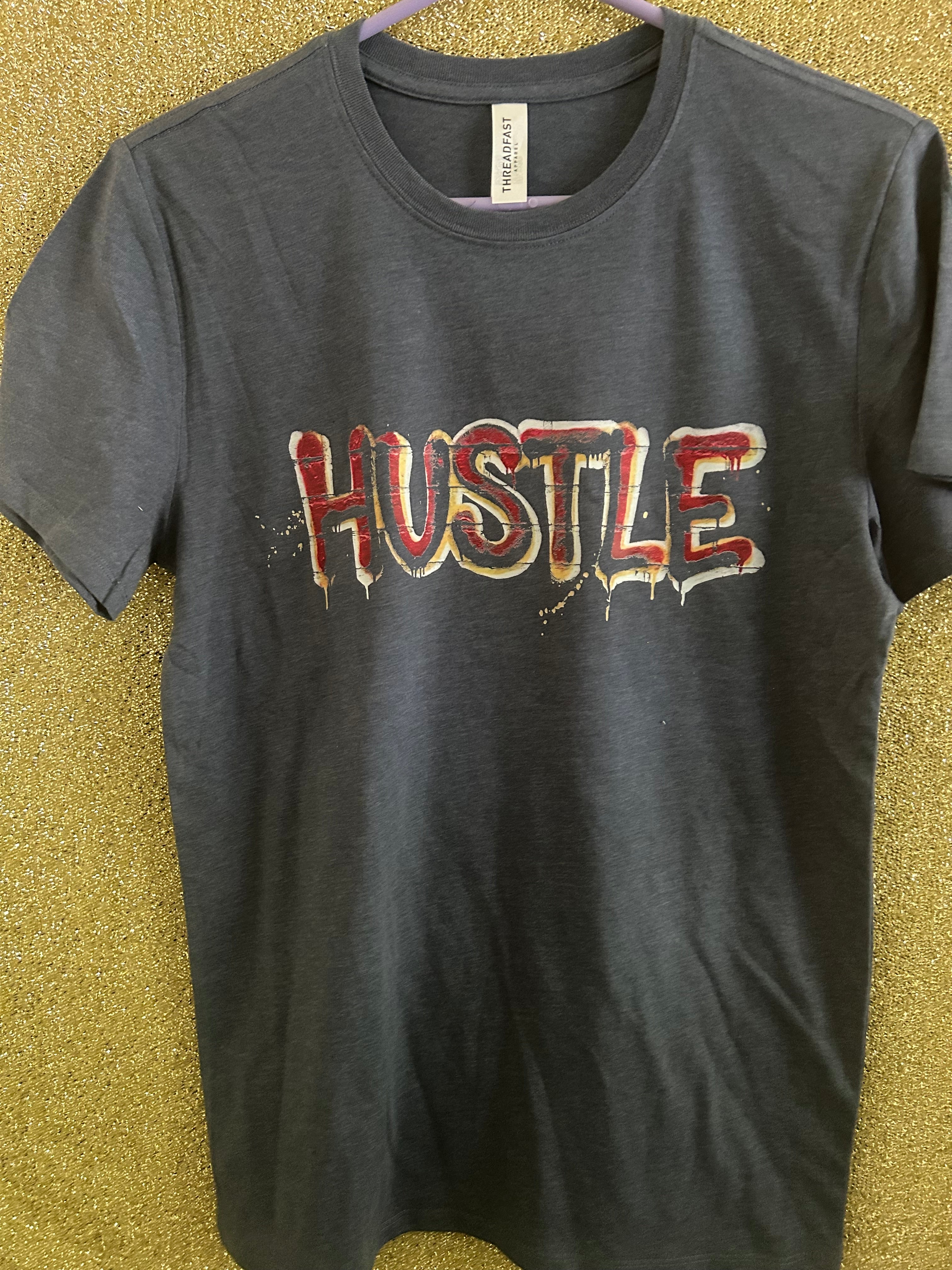 Gildan Stone Blue Dreams Demand Hustle Graphic Men's 2XL Crew Neck T-Shirt