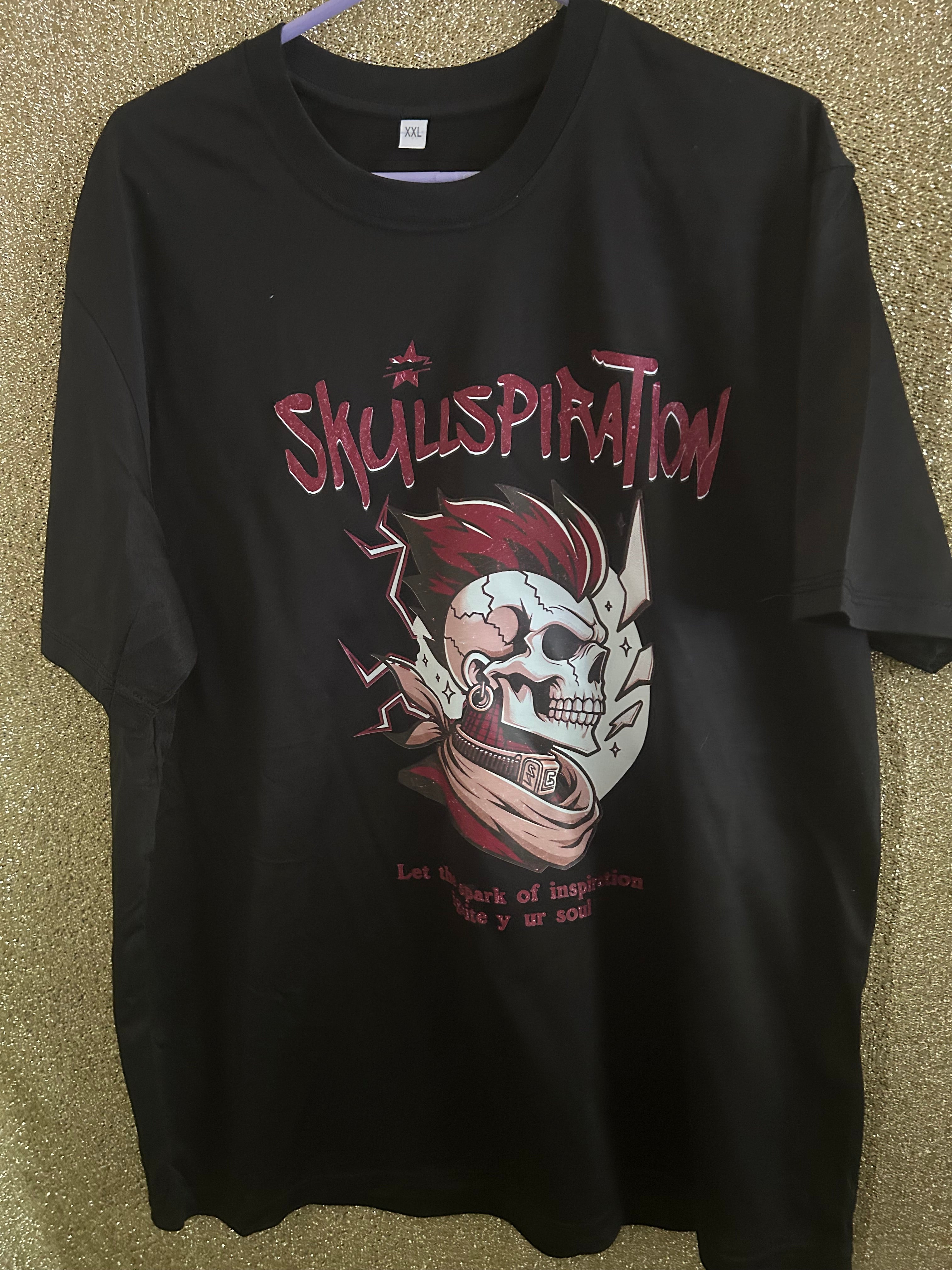 Black Graphic Skull Crew Neck Men's XXL Short Sleeve T-Shirt