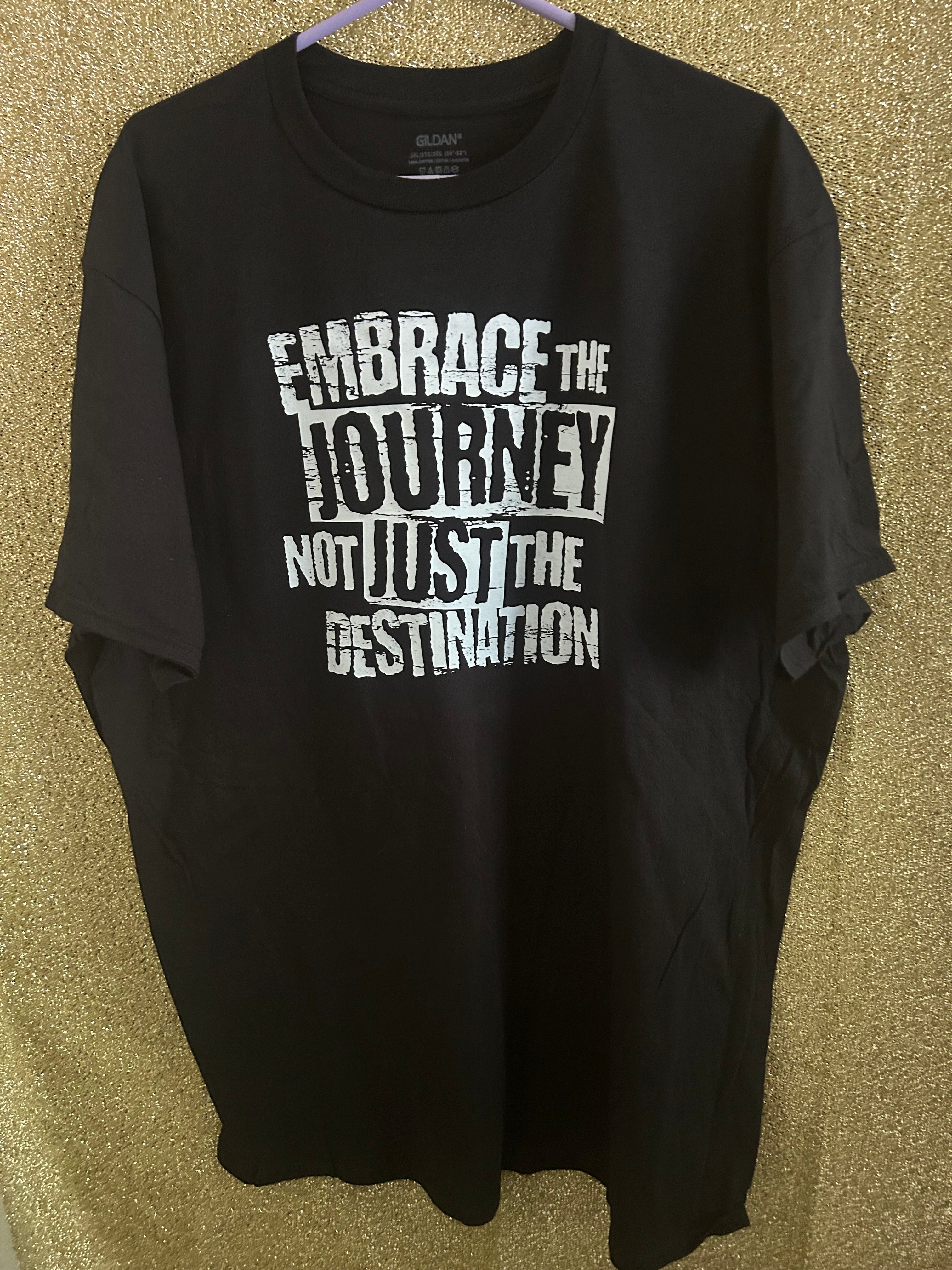 Gildan Black Graphic Quote Embrace the Journey Crew Neck Men's 2XL T-Shirt
