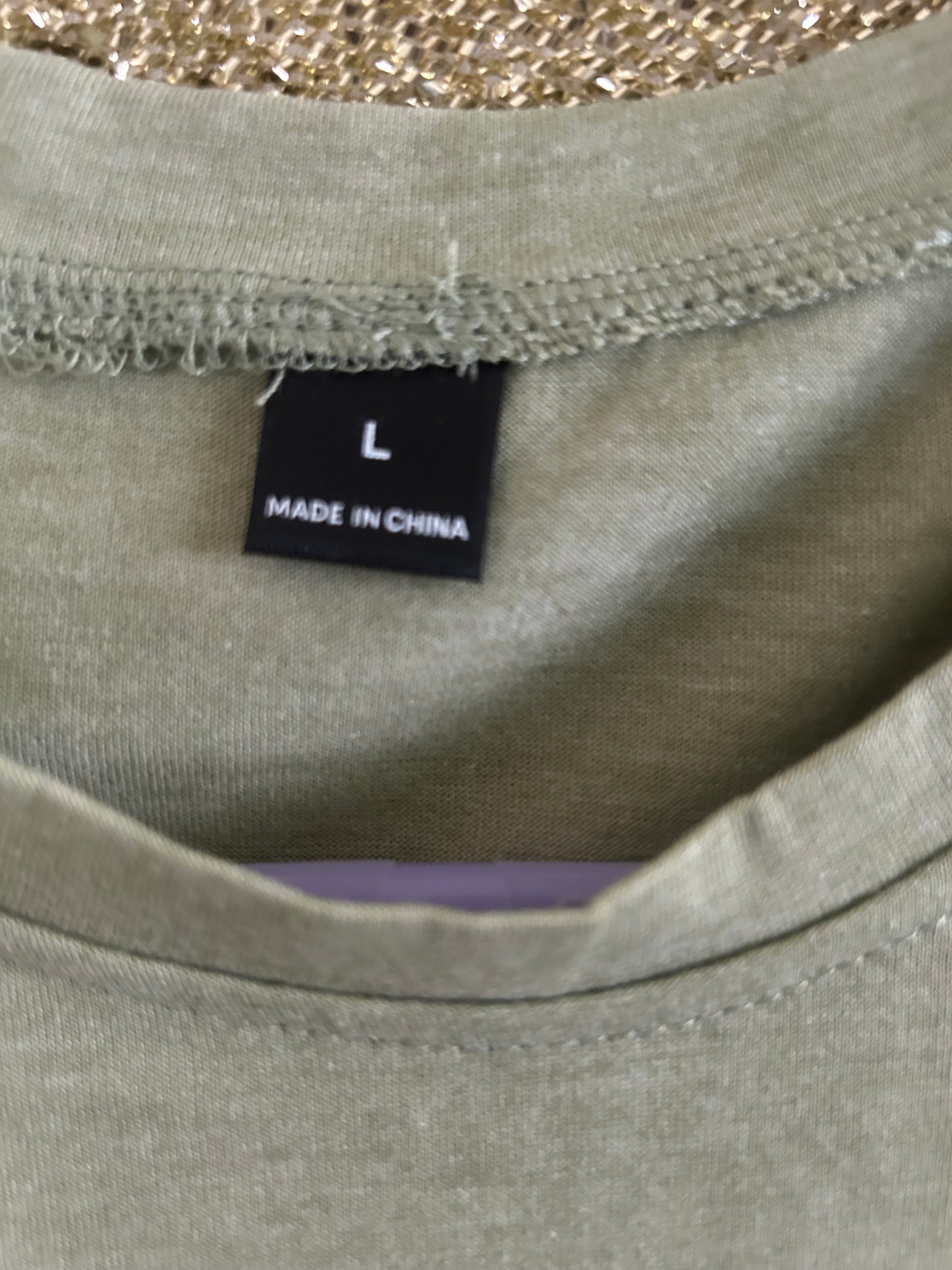 Green Graphic Frog Crew Neck Short Sleeve Womens T-Shirt Size L