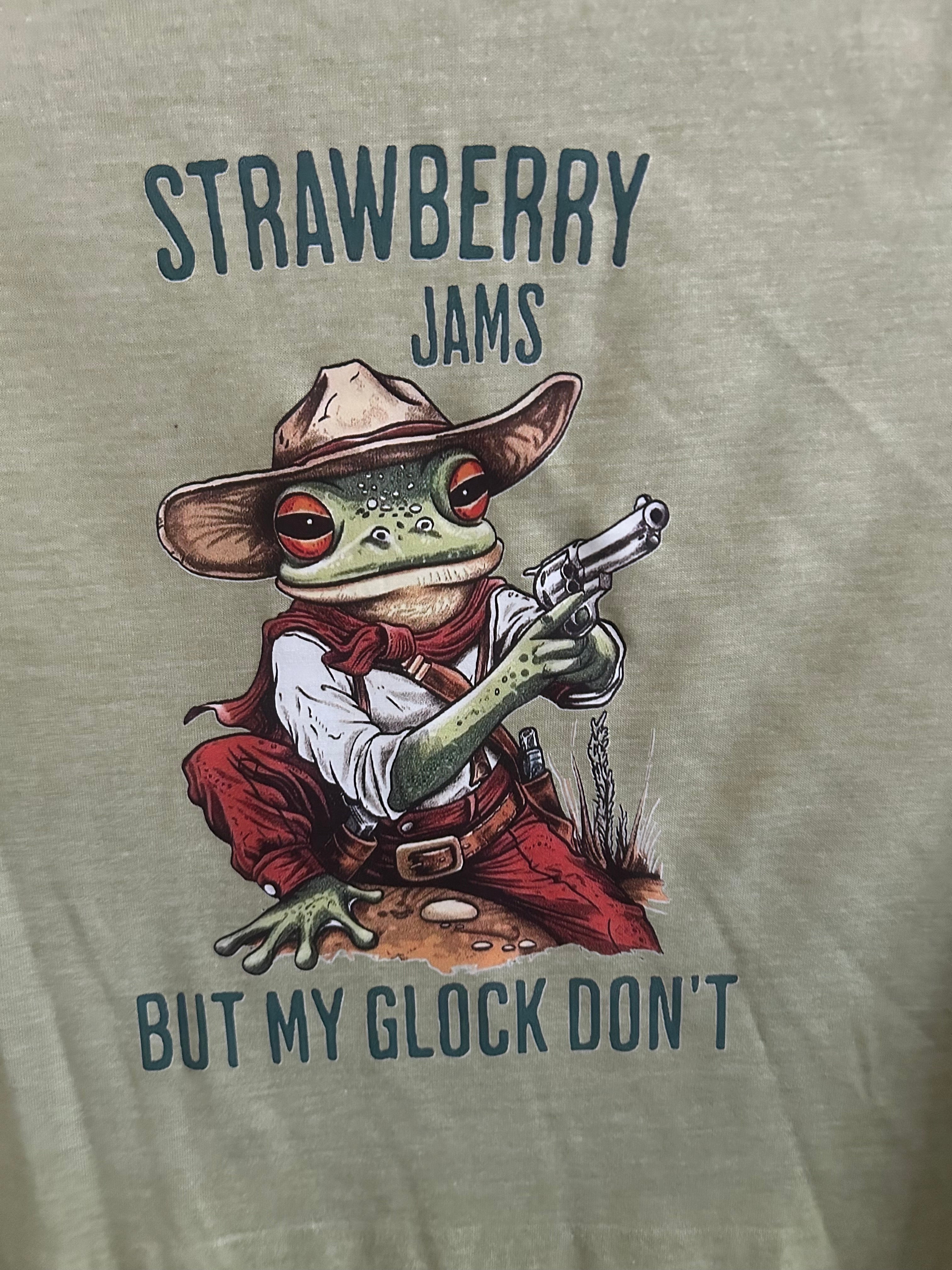 Green Graphic Frog Crew Neck Short Sleeve Womens T-Shirt Size L