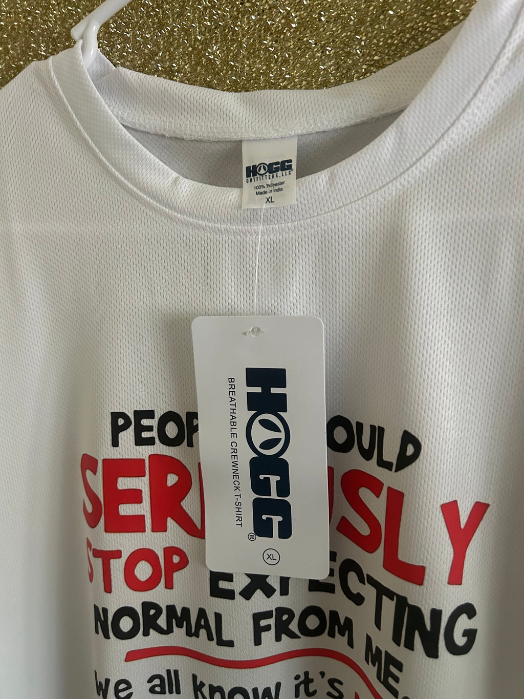 HOGG White Funny Graphic Print Crew Neck Short Sleeve T-Shirt Size XL