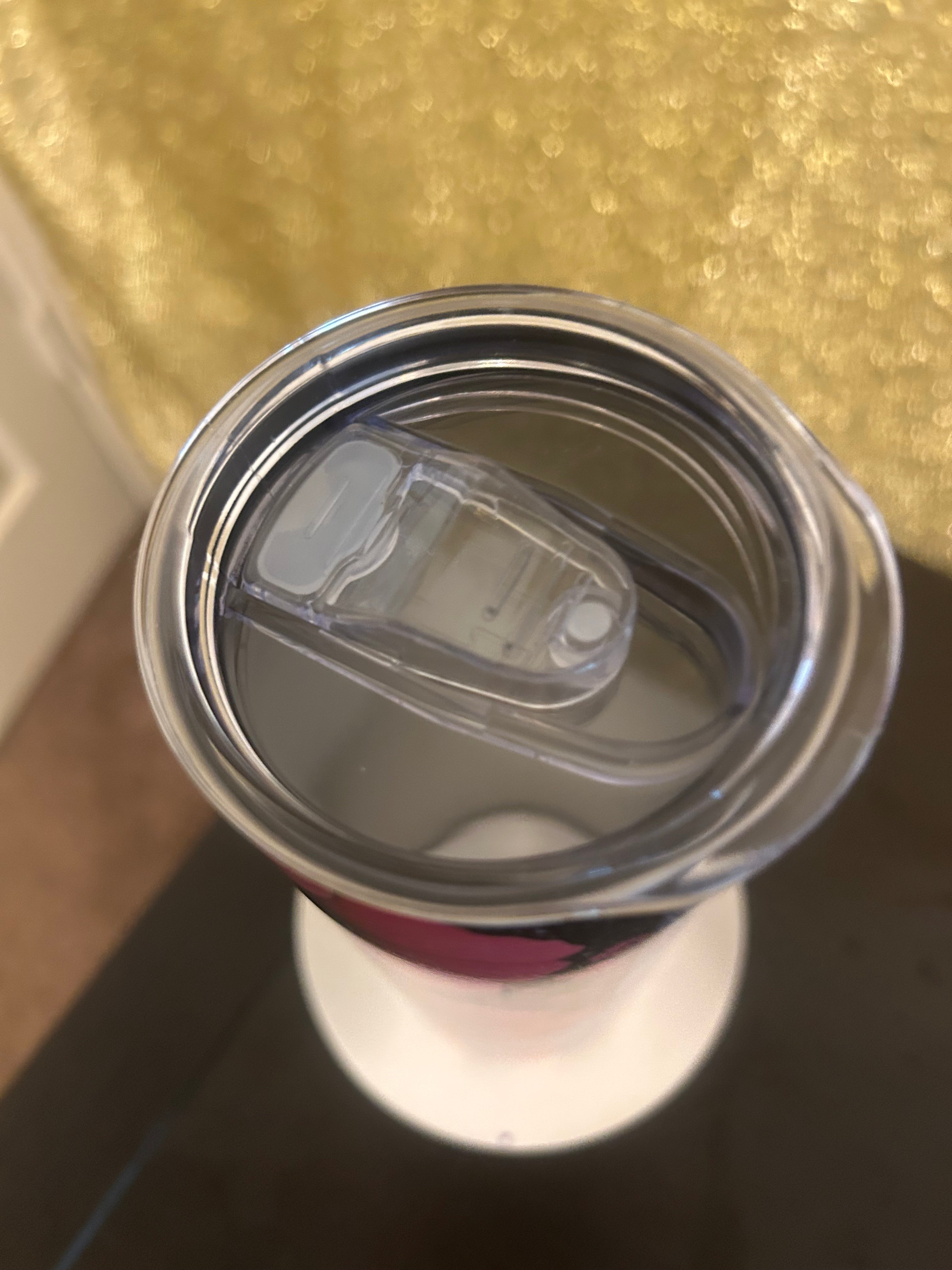 Faith Floral Insulated Tumbler With Lid Plastic White Pink Black Decorated