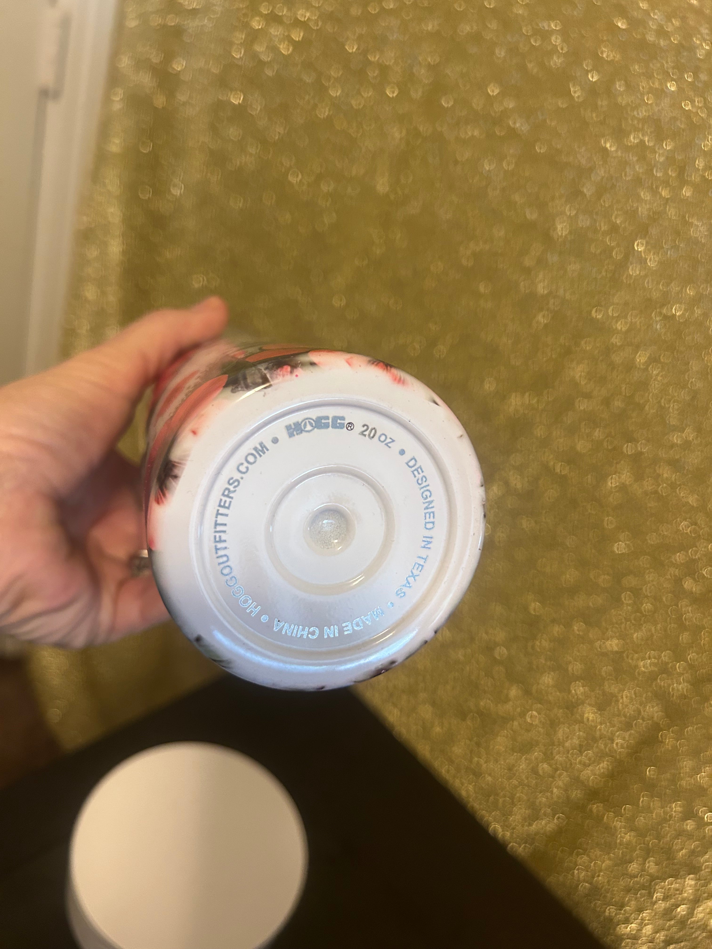 Faith Floral Insulated Tumbler With Lid Plastic White Pink Black Decorated