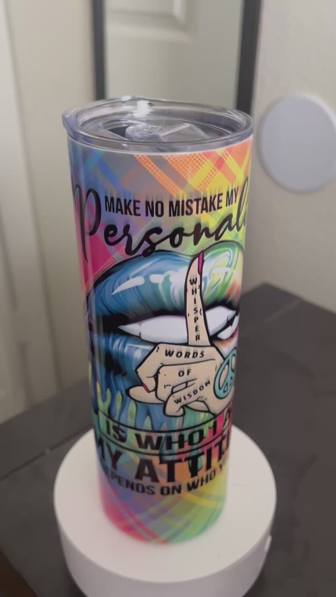 Colorful Abstract Insulated Tumbler With Lid Plastic Multicolor Drink 20 oz